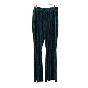 &merci Green Velvet Ribbed Flare Leg Pull On Pants Small NWT Boho Western